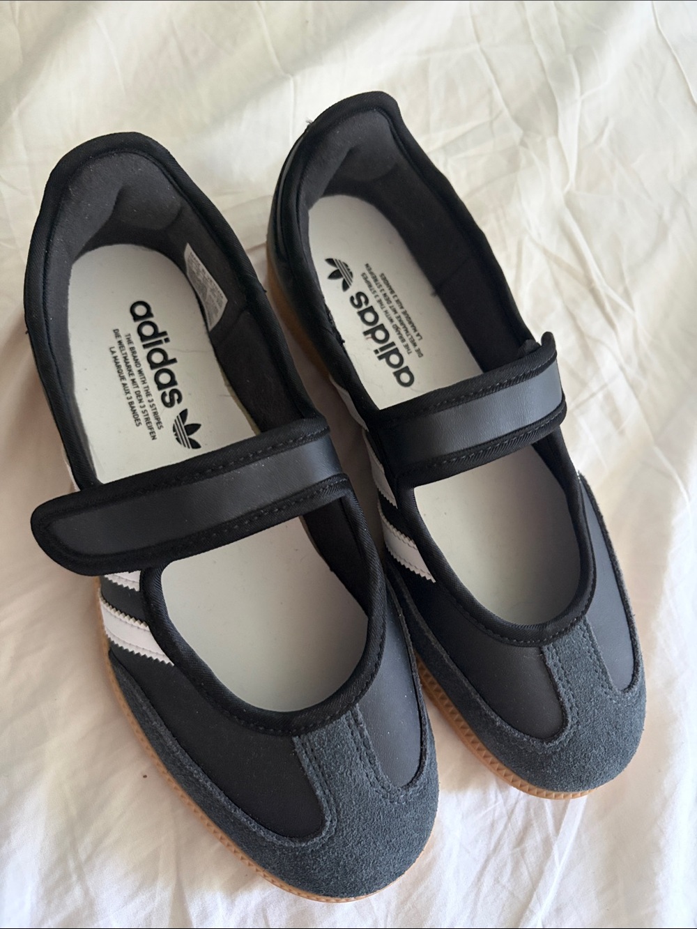 adidas Black Mary Jane Sneakers with White Stripes - Picture 4 of 7